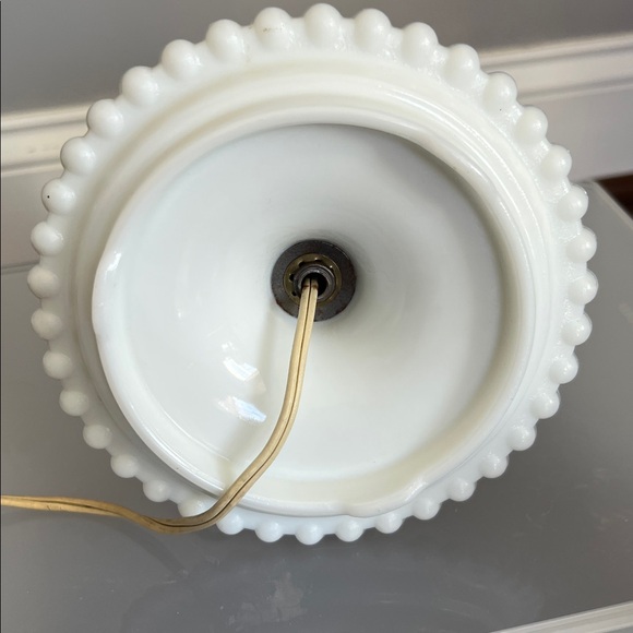 Vintage Hobnail Milk Hurricane Glass Lamp - Picture 5 of 7